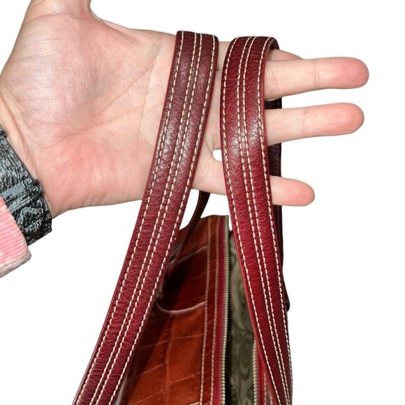 Brighton Alligator Embossed Leather Shoulder‎ Handbag Purse Bag Red Heart Charm - Picture 7 of 12